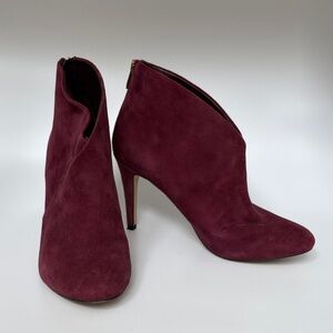 Aldo Deep Red Suede Heeled Boots